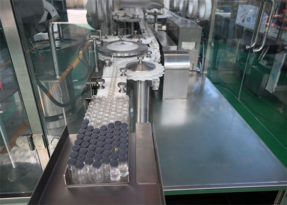 Linha automática de enchimento de frasco para pó liofilizado com lavagem por ultrassom, secagem a vento quente com bomba peristáltica