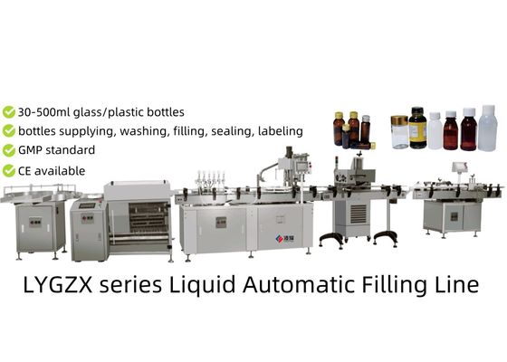 Máquina de Enchimento de Líquido Farmacêutico Para 30-500ml de Volume Desinfecte frascos de plástico ou vidro com GMP